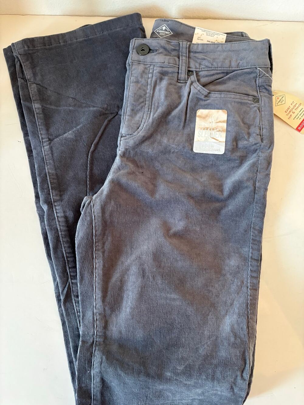 St Johns Bay boot cut corduroy pants gray size 8 tall NWT
